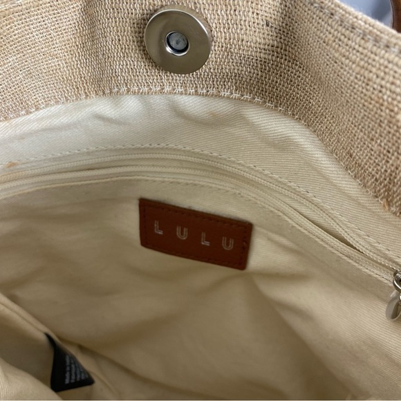 Lulu Canvas Handbag Boho Wooden Handles Aztec Print Multicolor with Strap - Picture 6 of 7